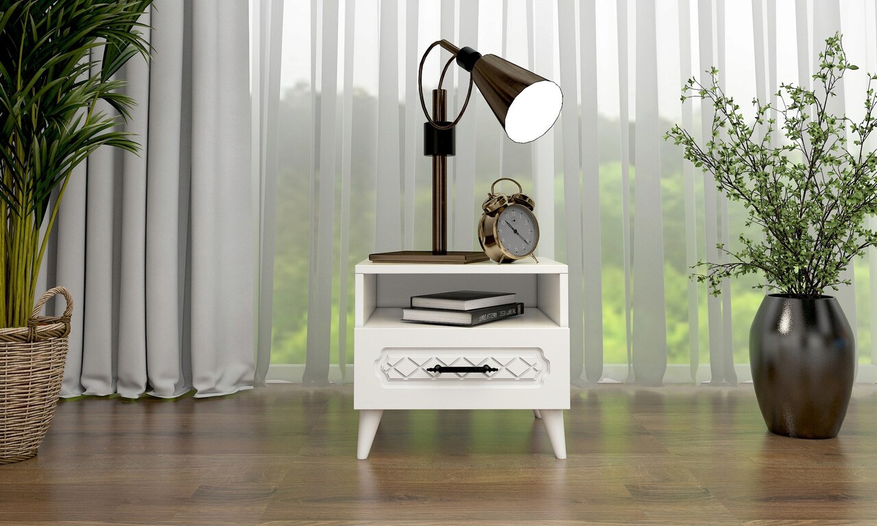 Noptiera, Glenevis, Ediz 101, 45x47x38 cm, Alb - imagine 5